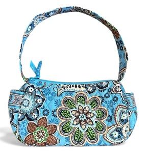 Vera Bradley light blue brown Green Quilted Floral Shoulder / Handbag